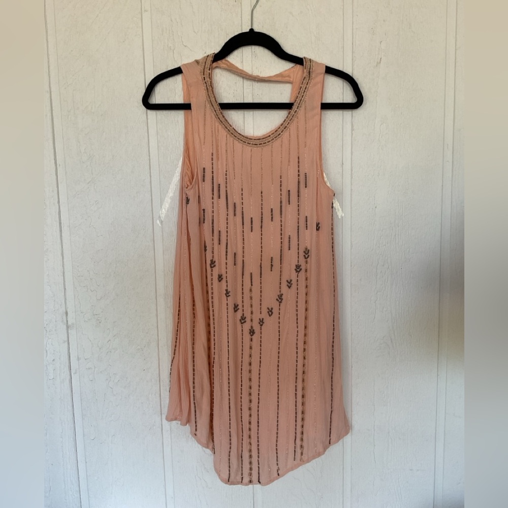 Free People Blush Carmen Beaded Shift Dress Size Small